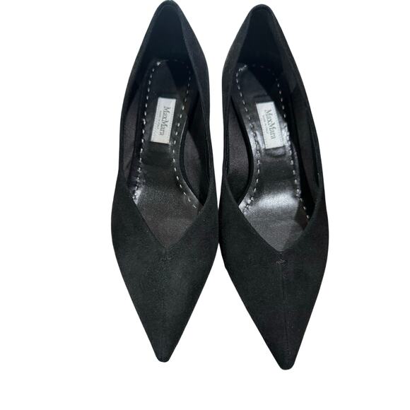 Max Mara Court Black Suede Kitten Heel Pumps sz. 35 EU (Runs Big) - Picture 4 of 5